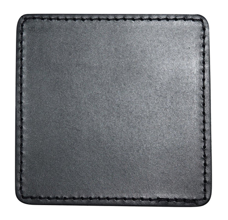 Genuine Leather Square Single Coaster with Stitched Edge - black