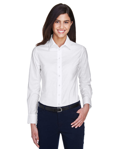 Harriton Ladies' Long-Sleeve Oxford with Stain-Release