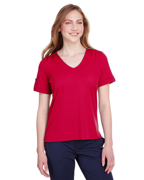 DEVON AND JONES CrownLux Performance® Ladies' Plaited Rolled-Sleeve Top