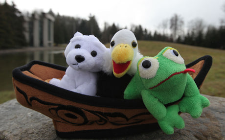 Bill Helin Canoe Playset w/3 Finger Puppets - Spirit Bear, Frog & Eagle