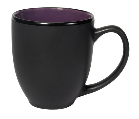 Bistro 16oz 2tone black/purple ceramic mug in Ripple gift box - Etched