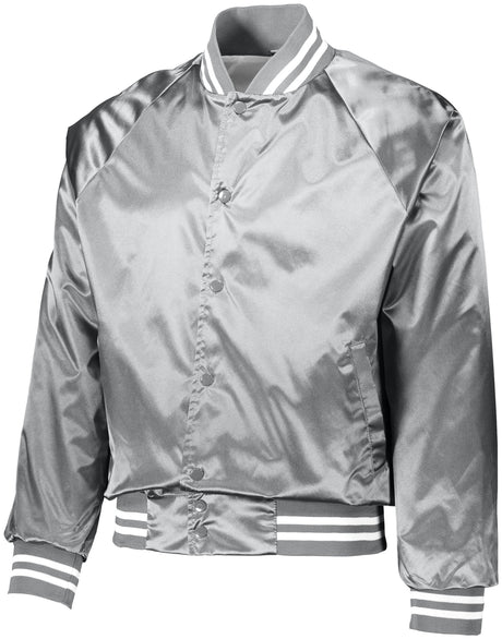 Satin Baseball Jacket w/Striped Trim