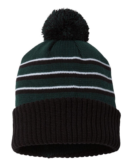 Richardson® Stripe Pom Cuffed Beanie