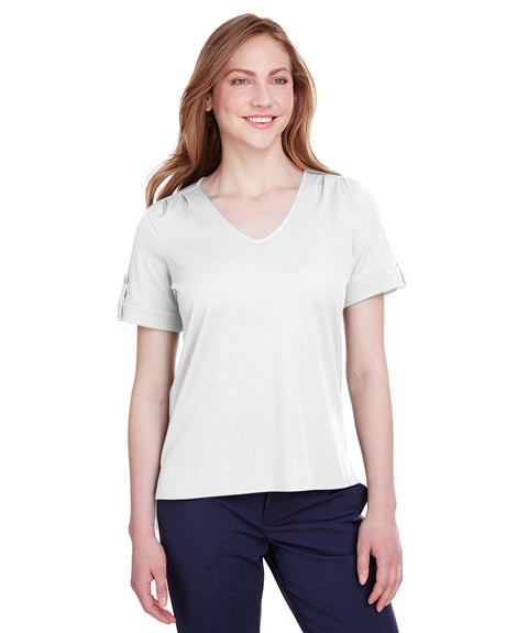 DEVON AND JONES CrownLux Performance® Ladies' Plaited Rolled-Sleeve Top