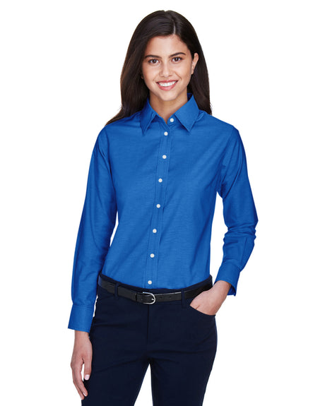 Harriton Ladies' Long-Sleeve Oxford with Stain-Release