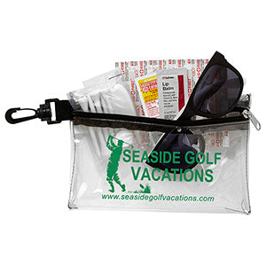 "CHIP" 14 Piece Golf Kit in Supersized Zipper Pouch Components inserted into Zipper Pouch