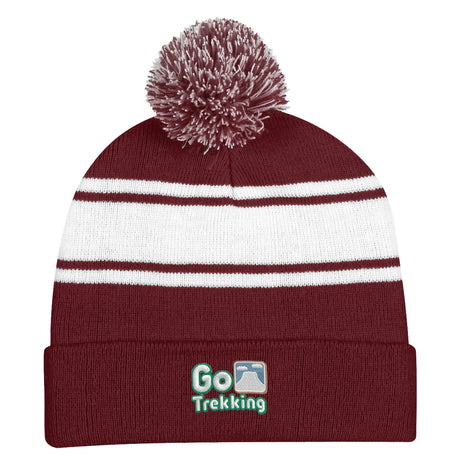 Two-tone Knit Pom Beanie With Cuff