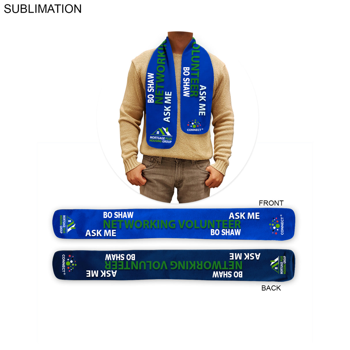 Colored Microfleece Scarf, 6x50, Ultra Soft and Smooth, Sublimated Edge to Edge BOTH sides