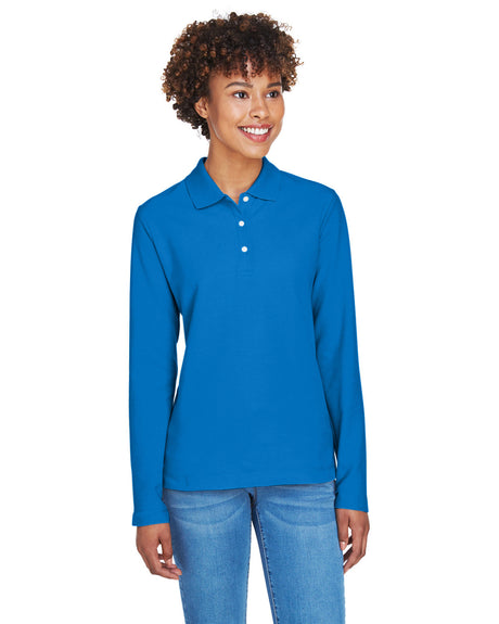 DEVON AND JONES Ladies' Pima Piqué Long-Sleeve Polo