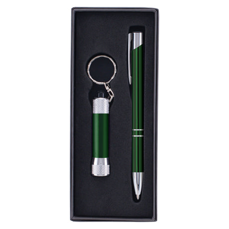 Tres-Chic/Chroma - Laser Engraved Metal Pen & Flashlight Gift Set