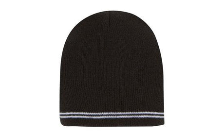 Skull Acrylic Toque Beanie w/Stripes