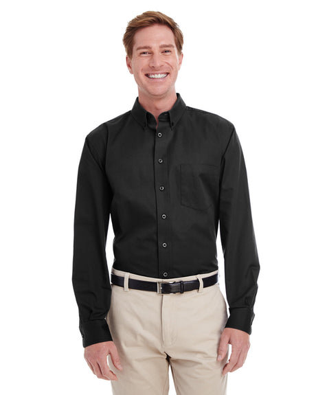 Harriton Men's Tall Foundation 100% Cotton Long-Sleeve Twill Shirt with Teflon?