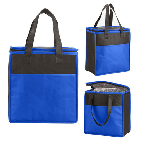 Two-Tone Flat Top Insulated Non-Woven Grocery Tote