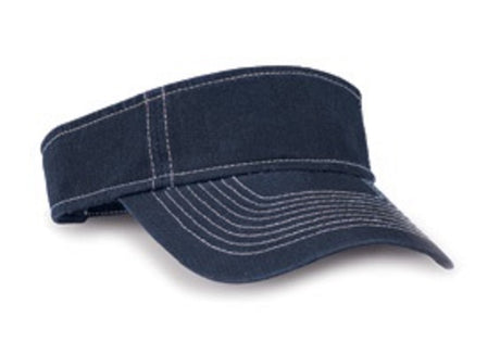 Washed Heavy Cotton Twill Visor with Contrasting Stitching