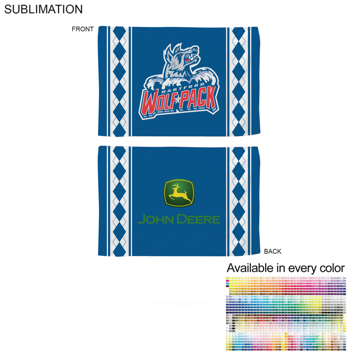 Colored Sublimated Rally, Skate Towels with Jersey stripes, 12x18, Sublimated Edge to Edge 2 sides