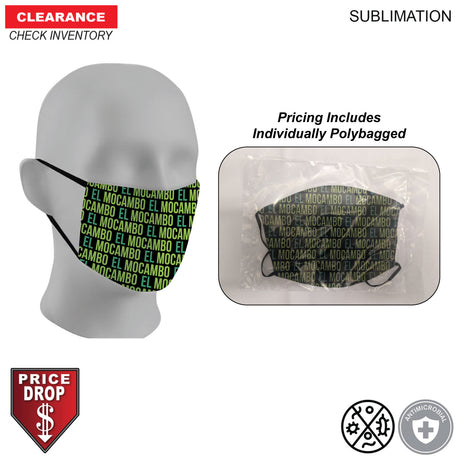 Individually Polybagged Sublimated 2ply Antimicrobial Face Mask available in EVERY COLOR