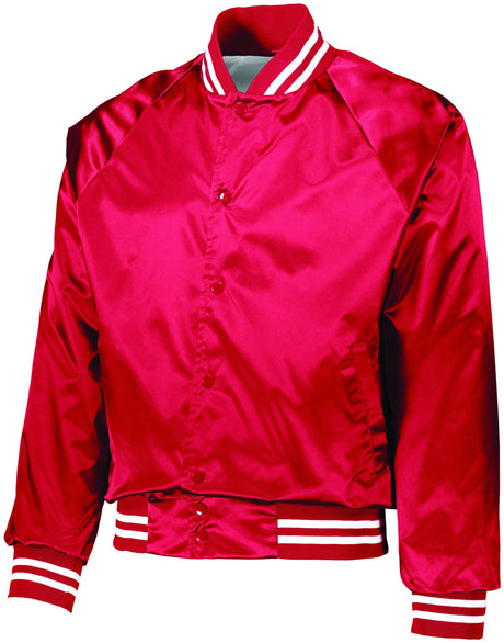 Satin Baseball Jacket w/Striped Trim