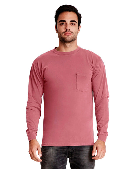 NEXT LEVEL APPAREL Adult Inspired Dye Long-Sleeve Crew with Pocket