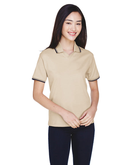 DEVON AND JONES Ladies' Tipped Perfect Pima Interlock Polo