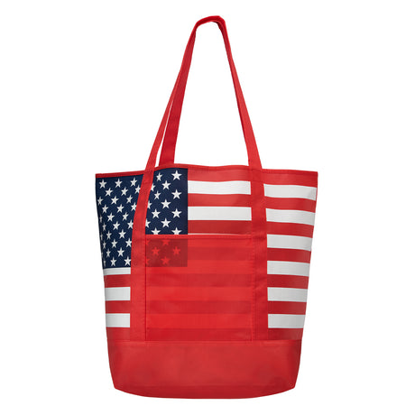 American Flag Non-Woven Tote Bag w/ 210D Pocket