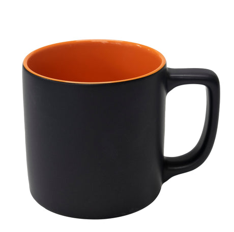 Arcadian 16oz two-tone matte ceramic mug black/orange in a Ripple box