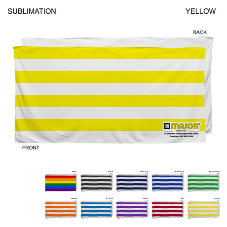 72 Hr Fast Ship - Cabana Stripe Sublimated, Heaviest Weight, Plush Velour Terry Beach Towel, 30x60