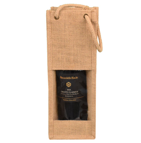 Jute Single Bottle Wine Bag