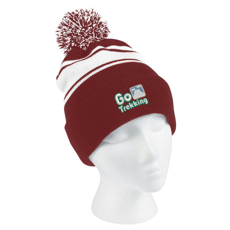 Two-tone Knit Pom Beanie With Cuff