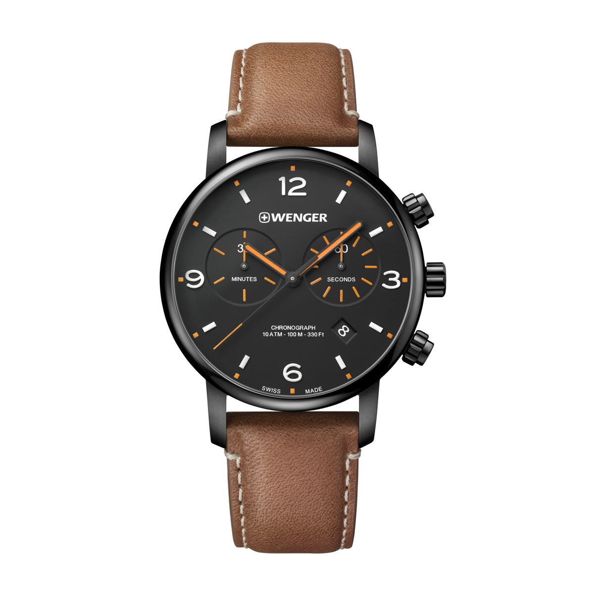 Metropolitan Chrono Black Dial Leather Strap Watch