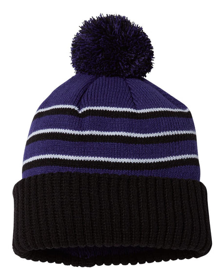 Richardson® Stripe Pom Cuffed Beanie