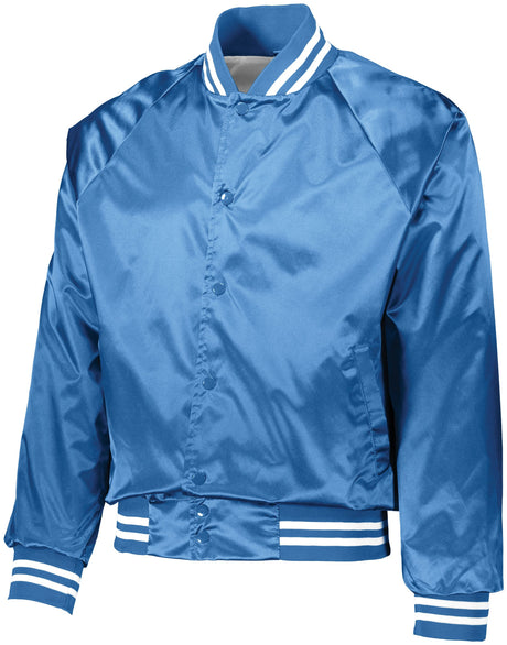 Satin Baseball Jacket w/Striped Trim