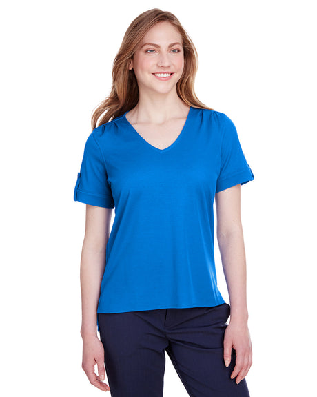 DEVON AND JONES CrownLux Performance® Ladies' Plaited Rolled-Sleeve Top