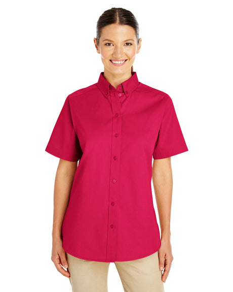 Harriton Ladies' Foundation 100% Cotton Short-Sleeve Twill Shirt with Teflon?