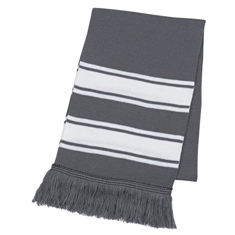 Two-tone Knit Scarf With Fringe