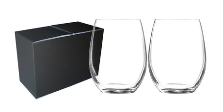 ~Veranda 21oz stemless wine S/2 in Mystique gift box