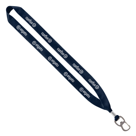 3/4" Polyester Lanyard w/Metal Crimp & Metal Bottle Opener