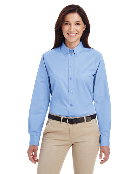 Harriton Ladies' Foundation 100% Cotton Long-Sleeve Twill Shirt with Teflon?