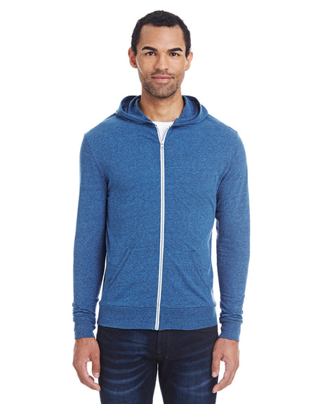 THREADFAST Unisex Triblend Full-Zip Light Hoodie