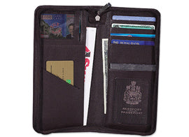 Passport & Ticket Holder with Zipper black textured simuleather