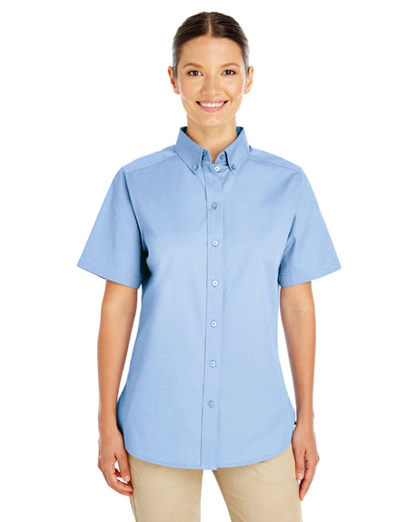 Harriton Ladies' Foundation 100% Cotton Short-Sleeve Twill Shirt with Teflon?