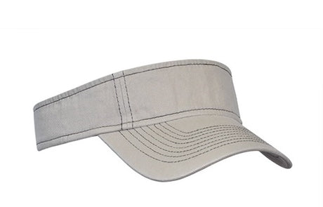 Washed Heavy Cotton Twill Visor with Contrasting Stitching