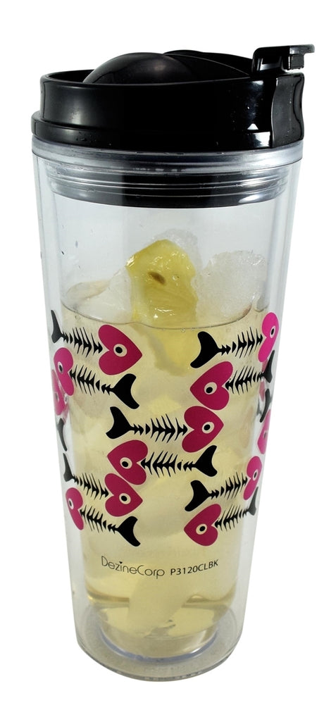 Sydney 16oz clear double wall tumbler with flip black lid