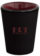 *Mug Shots 1.5oz 2tone black/maroon ceramic shot glass