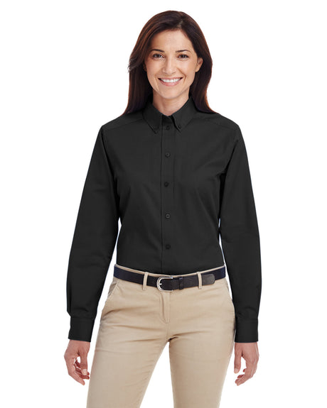 Harriton Ladies' Foundation 100% Cotton Long-Sleeve Twill Shirt with Teflon?