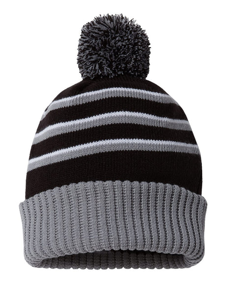 Richardson® Stripe Pom Cuffed Beanie