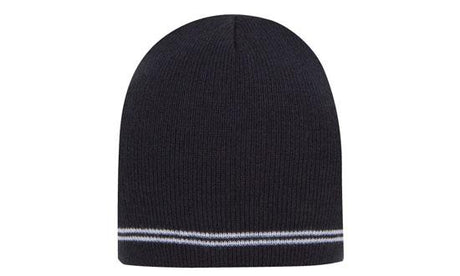 Skull Acrylic Toque Beanie w/Stripes