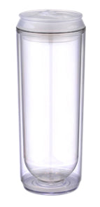 Tonic 16oz clear double wall tumbler with 4 Colour Process insert & straw