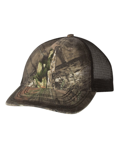 Outdoor Cap Oil Stained Camo Trucker Cap