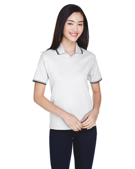 DEVON AND JONES Ladies' Tipped Perfect Pima Interlock Polo